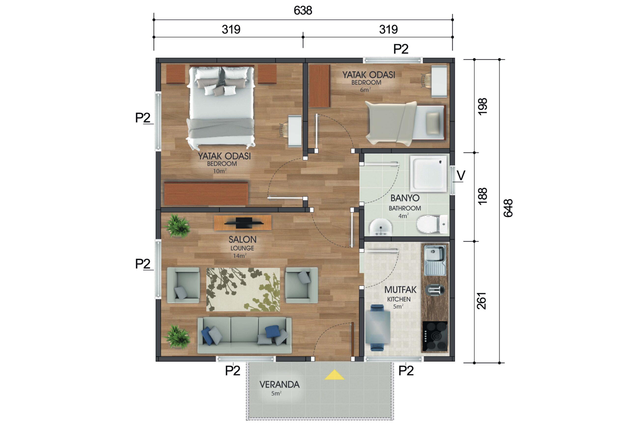45m²-PREFABRIK-KONUT-PLAN