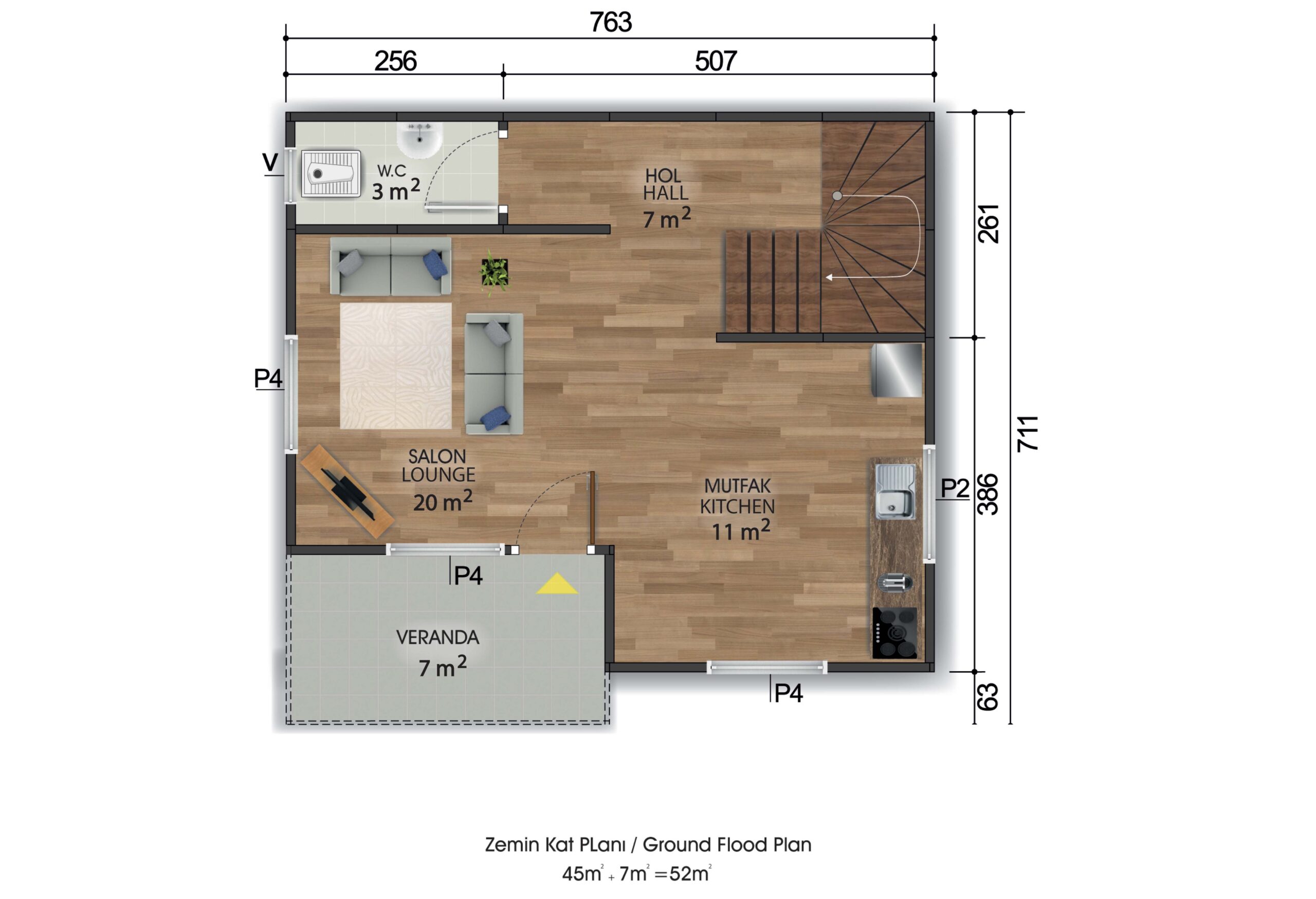 Dublex-Prefabrik-Ev-100m2-ZEMIN-KAT-PLAN-scaled